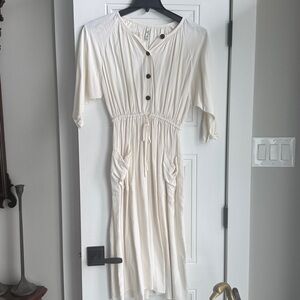Zara Cream Button Front  Midi Dress Size M